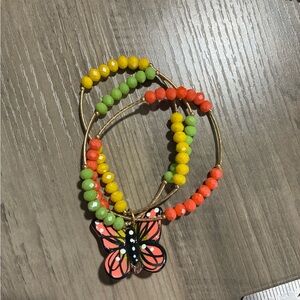 Colorful Beaded Bracelet with Butterfly Charm